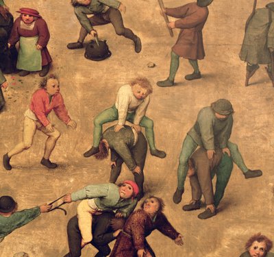 Juegos de niños (Kinderspiele): detalle de niños jugando a la rana, 1560 (detalle) de Pieter Bruegel the Elder